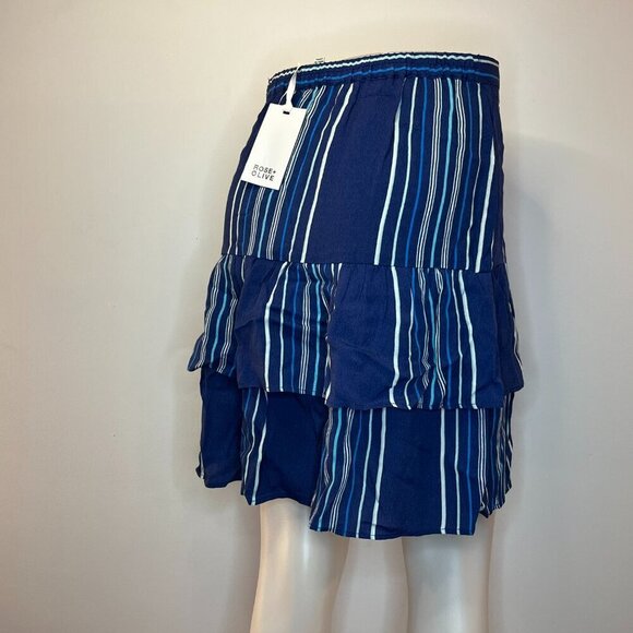 ROSE & OLIVE Women's Blue Striped Layered Skirt - Size XS - NWT - Picture 2 of 3